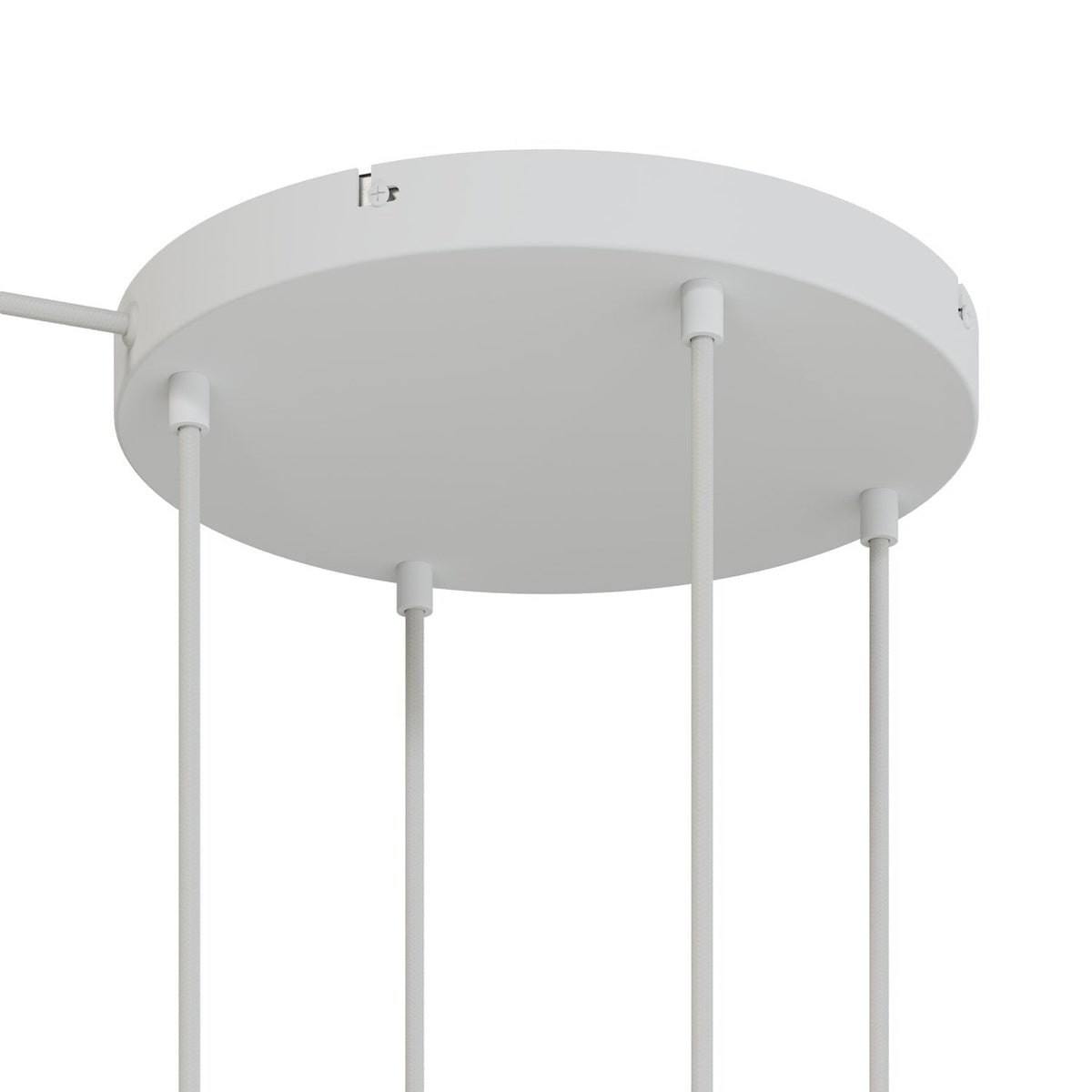Rosone rotondo in alluminio Ø 30 cm con staffa e cavo di messa a terra, con 4 fori frontali - Bianco Opaco 1