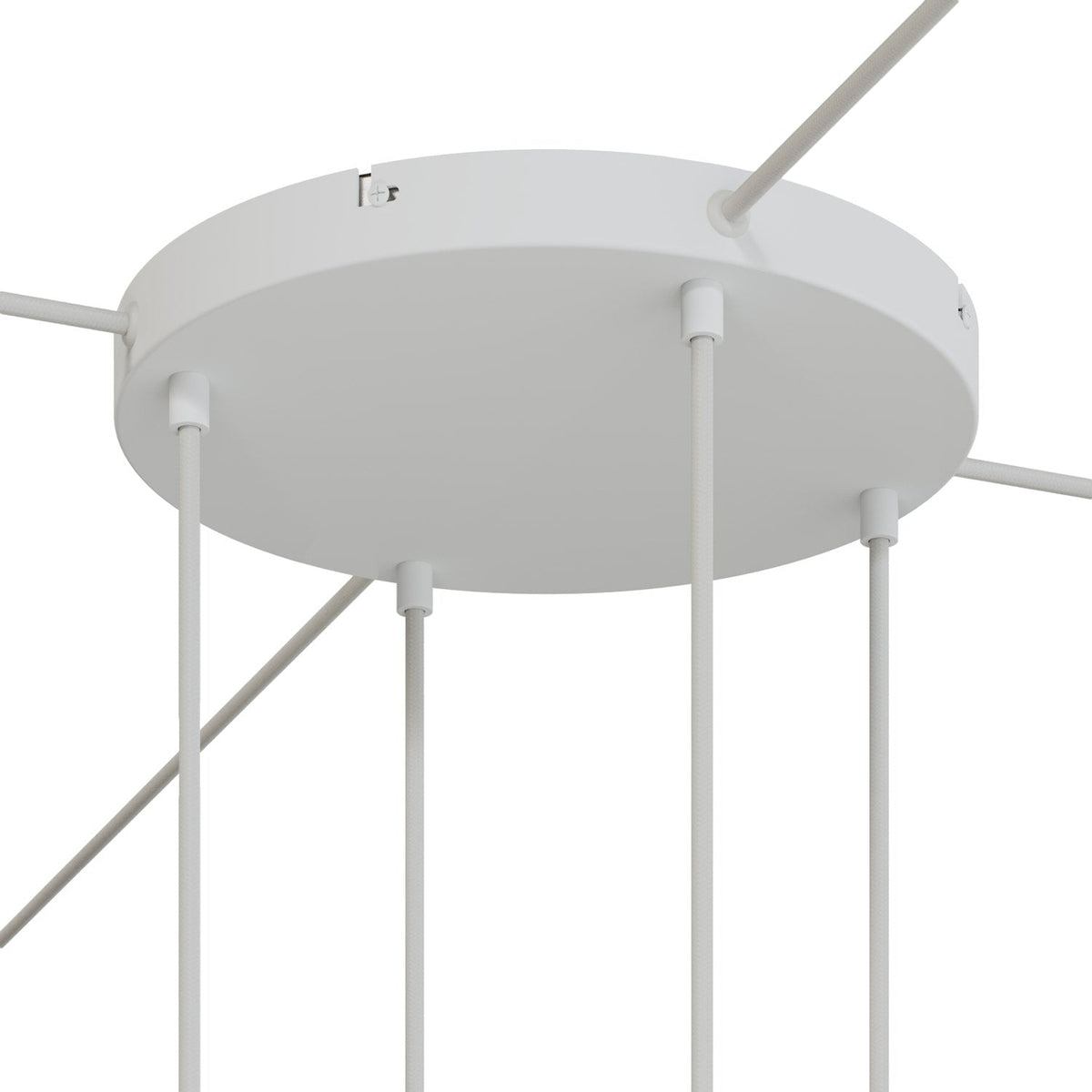 Rosone rotondo in alluminio Ø 30 cm con staffa e cavo di messa a terra, con 4 fori frontali - Bianco Opaco 4