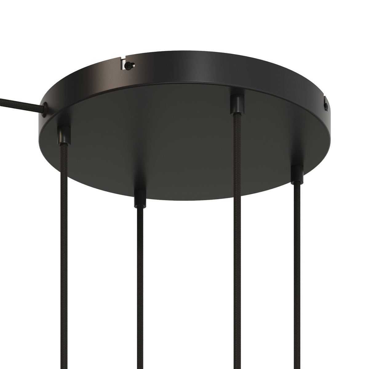 Rosone rotondo in alluminio Ø 30 cm con staffa e cavo di messa a terra, con 4 fori frontali - Nero 1