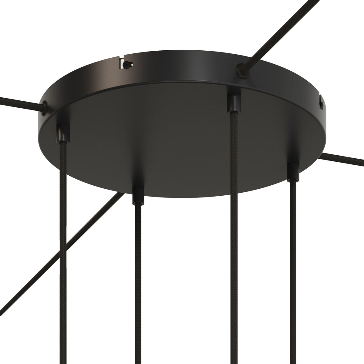 Rosone rotondo in alluminio Ø 30 cm con staffa e cavo di messa a terra, con 4 fori frontali - Nero 4