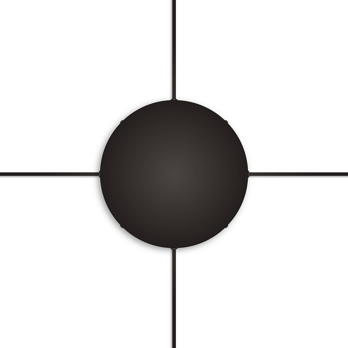 Rosone rotondo in alluminio Ø 30 cm con staffa e cavo di messa a terra, con 4 fori laterali - Nero