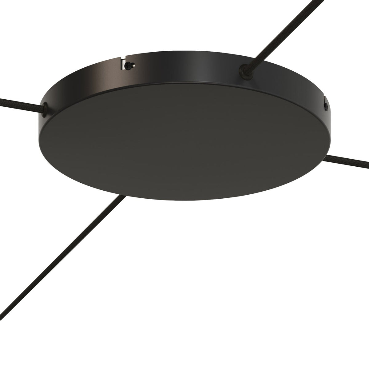 Rosone rotondo in alluminio Ø 30 cm con staffa e cavo di messa a terra, con 4 fori laterali - Nero