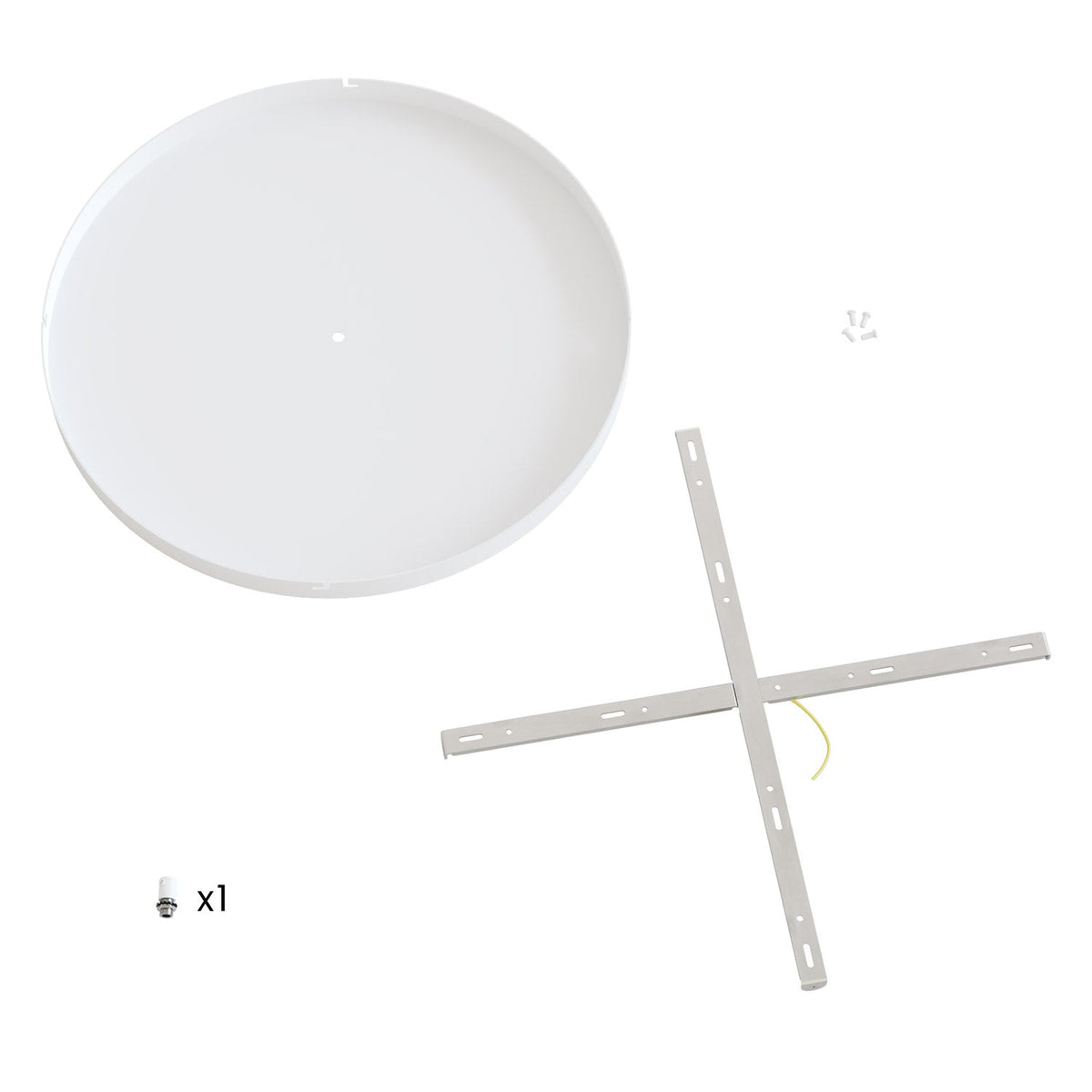Rosone rotondo in alluminio Ø 50 cm con staffa e cavo di messa a terra, con 1 foro frontale - Bianco Opaco 0