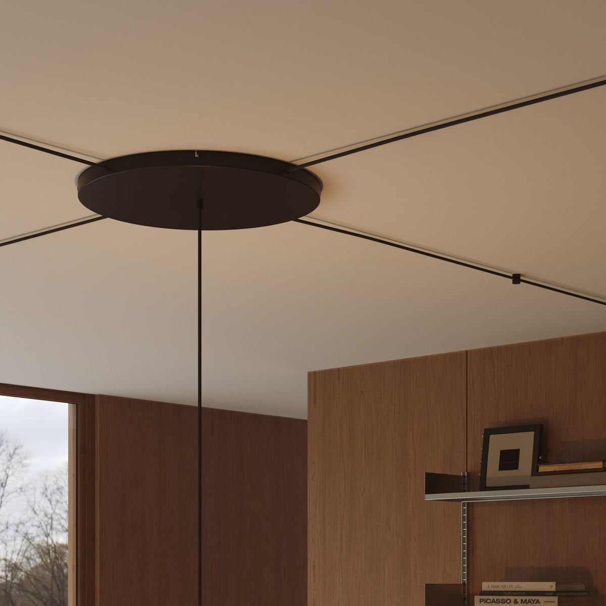 Rosone rotondo in alluminio Ø 50 cm con staffa e cavo di messa a terra, con 1 foro frontale - Nero 4