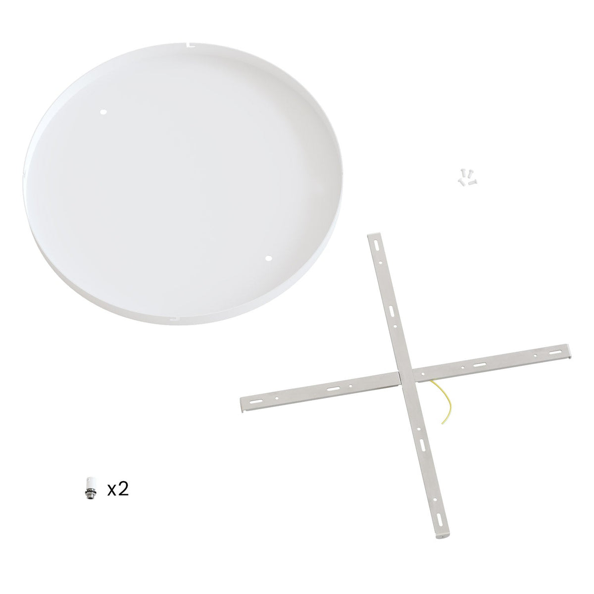 Rosone rotondo in alluminio Ø 50 cm con staffa e cavo di messa a terra, con 2 fori frontali - Bianco Opaco 0