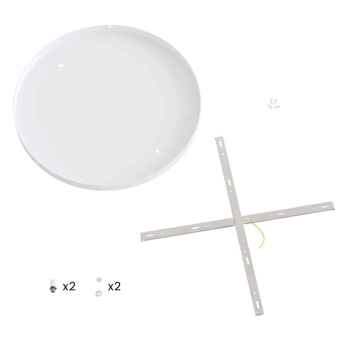 Rosone rotondo in alluminio Ø 50 cm con staffa e cavo di messa a terra, con 2 fori frontali - Bianco Opaco 2