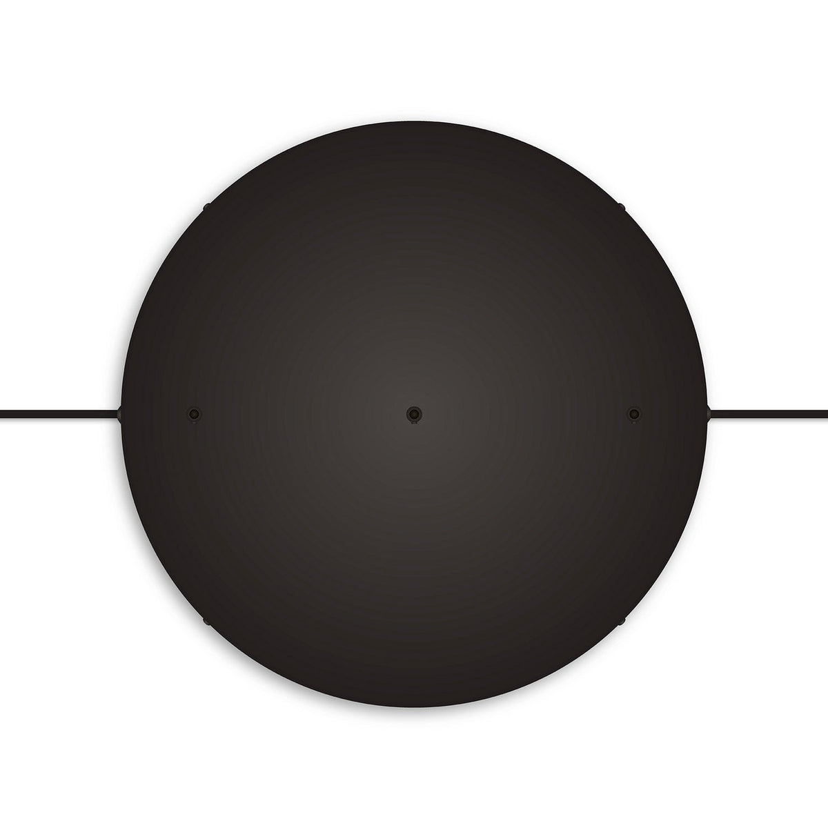 Rosone rotondo in alluminio Ø 50 cm con staffa e cavo di messa a terra, con 3 fori in linea frontali - Nero 2