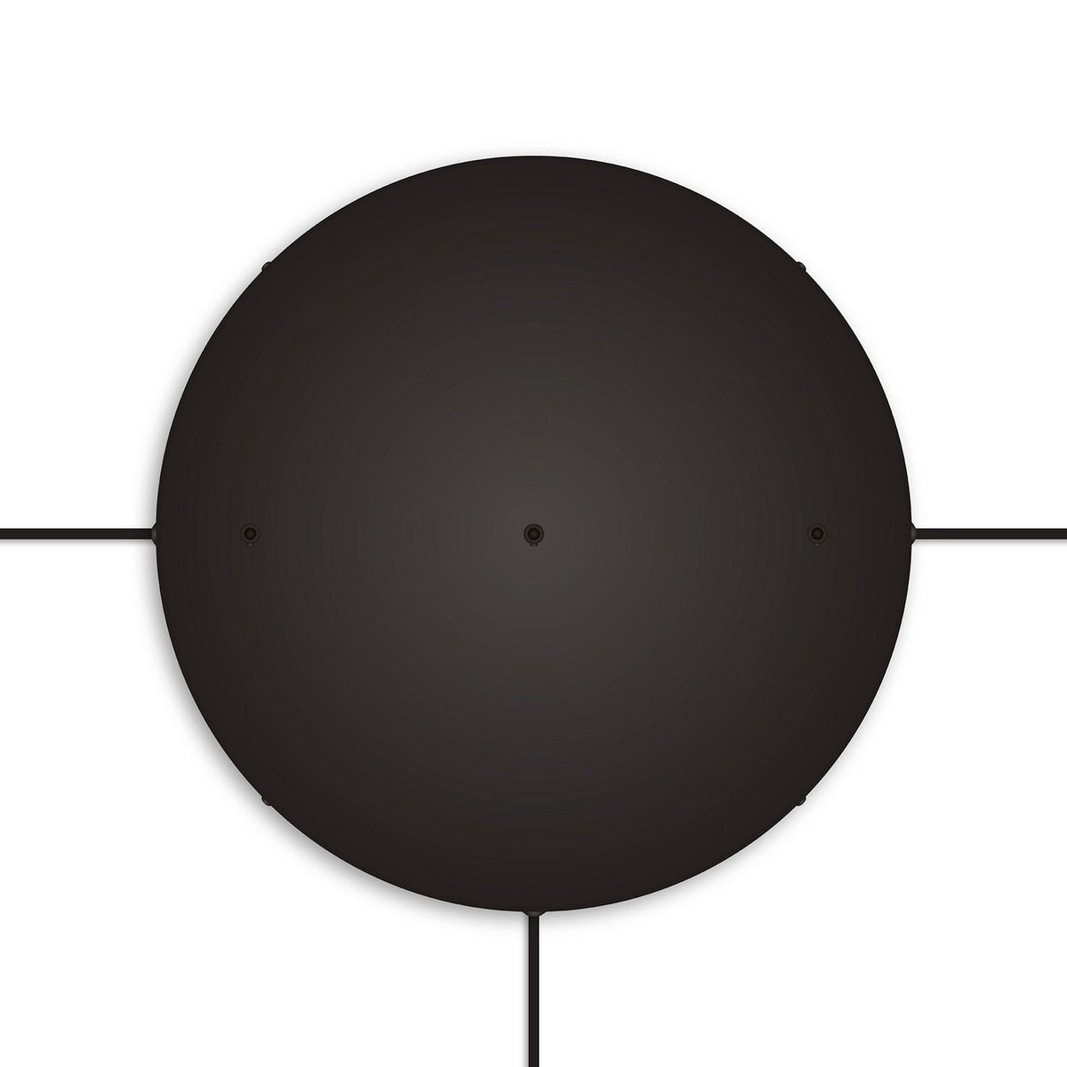 Rosone rotondo in alluminio Ø 50 cm con staffa e cavo di messa a terra, con 3 fori in linea frontali - Nero 3