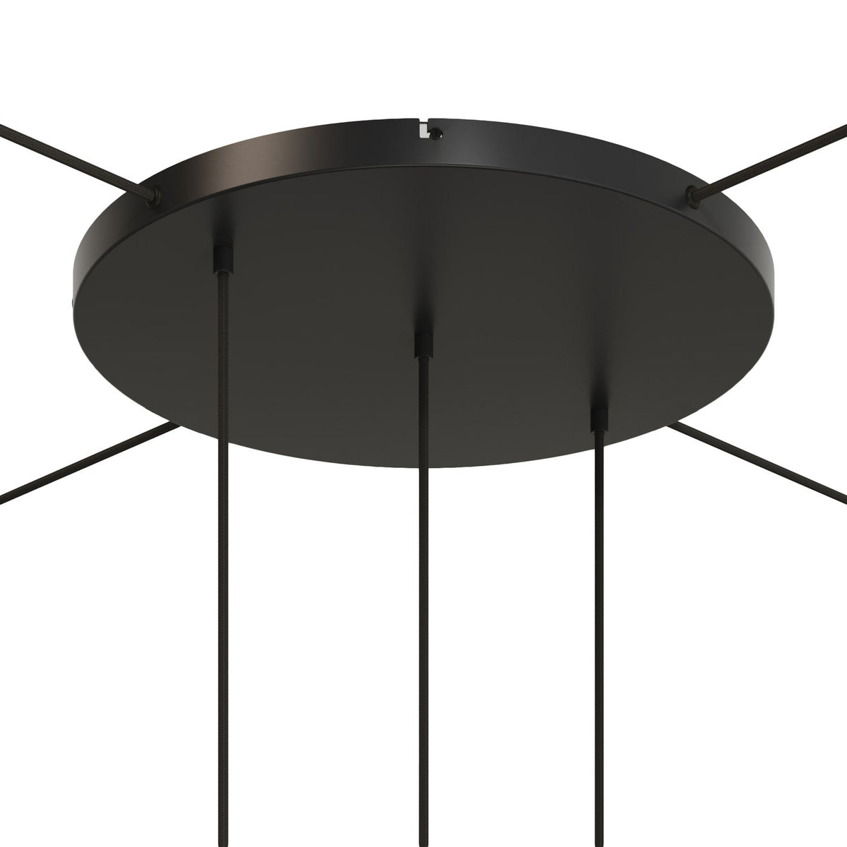 Rosone rotondo in alluminio Ø 50 cm con staffa e cavo di messa a terra, con 3 fori in linea frontali - Nero 4