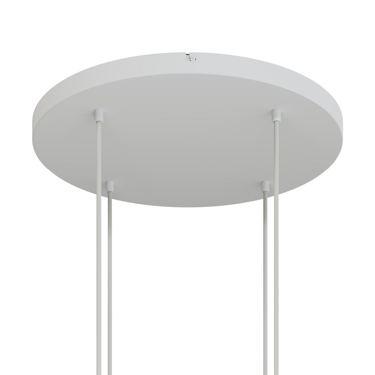Rosone rotondo in alluminio Ø 50 cm con staffa e cavo di messa a terra, con 4 fori frontali - Bianco Opaco 0
