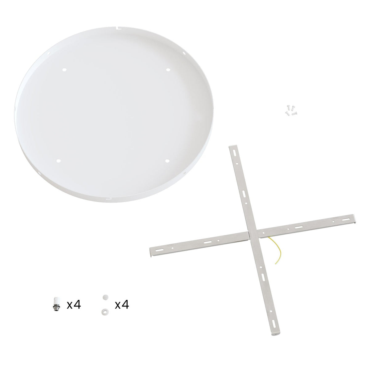 Rosone rotondo in alluminio Ø 50 cm con staffa e cavo di messa a terra, con 4 fori frontali - Bianco Opaco 4