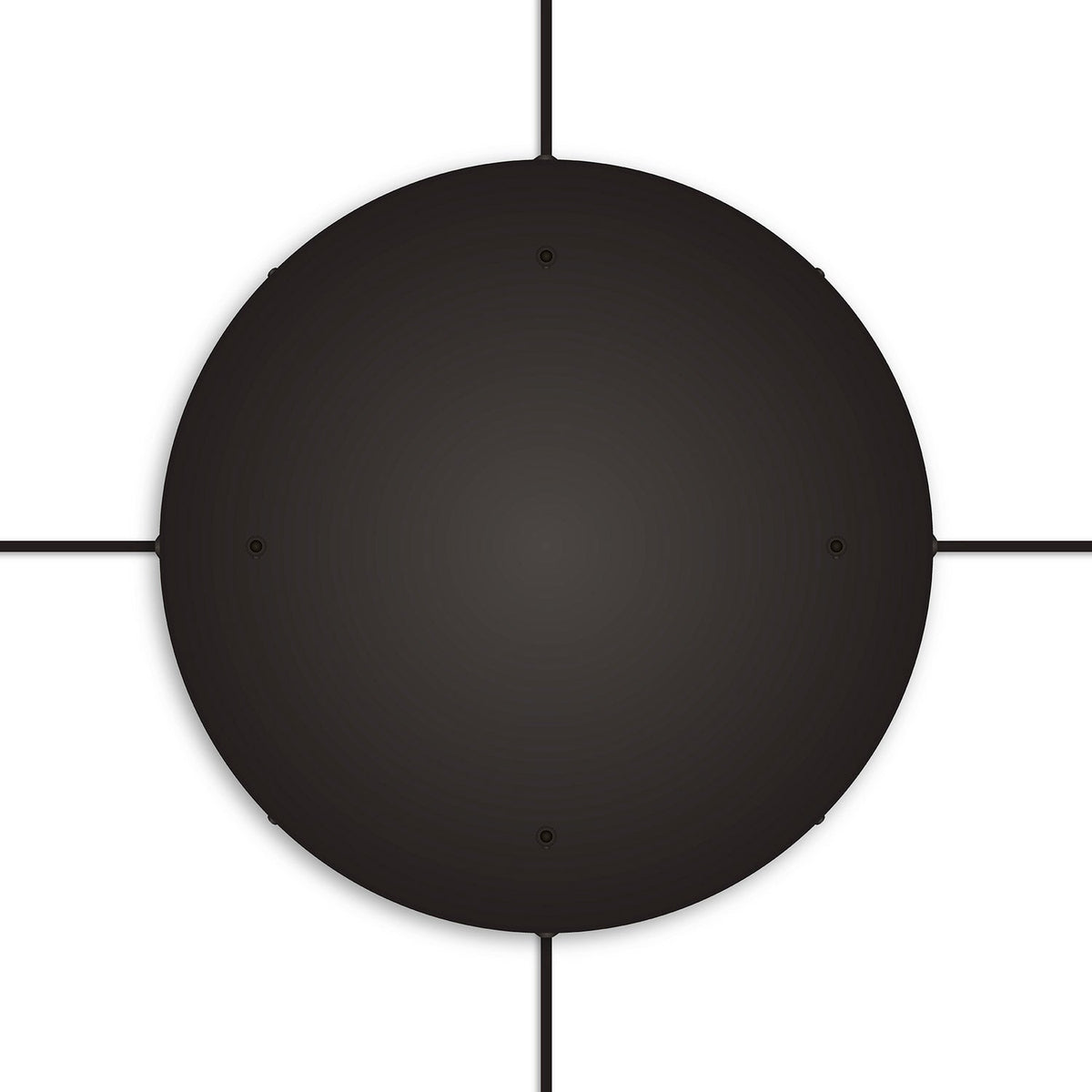 Rosone rotondo in alluminio Ø 50 cm con staffa e cavo di messa a terra, con 4 fori frontali - Nero 4