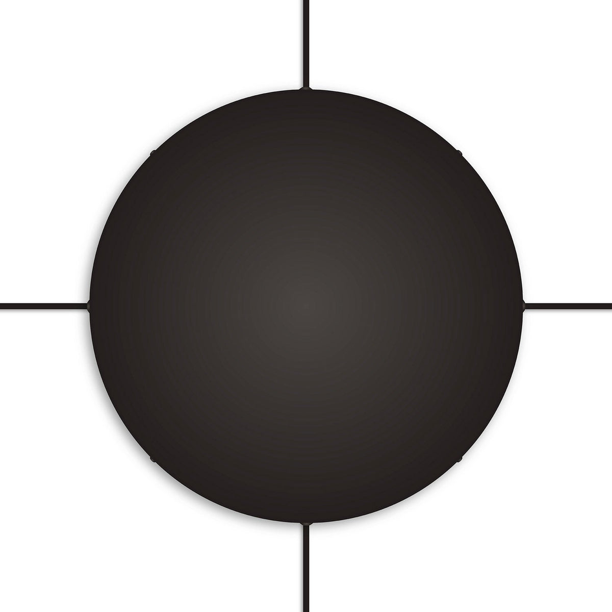 Rosone rotondo in alluminio Ø 50 cm con staffa e cavo di messa a terra, con 4 fori laterali - Nero