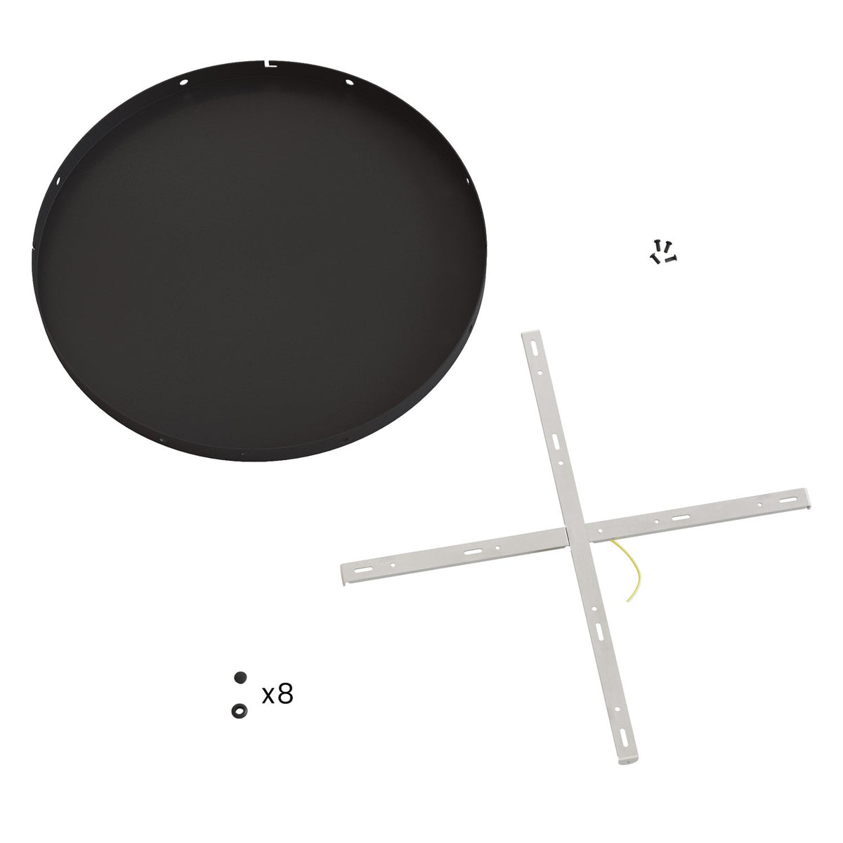 Rosone rotondo in alluminio Ø 50 cm con staffa e cavo di messa a terra, con 4 fori laterali - Nero