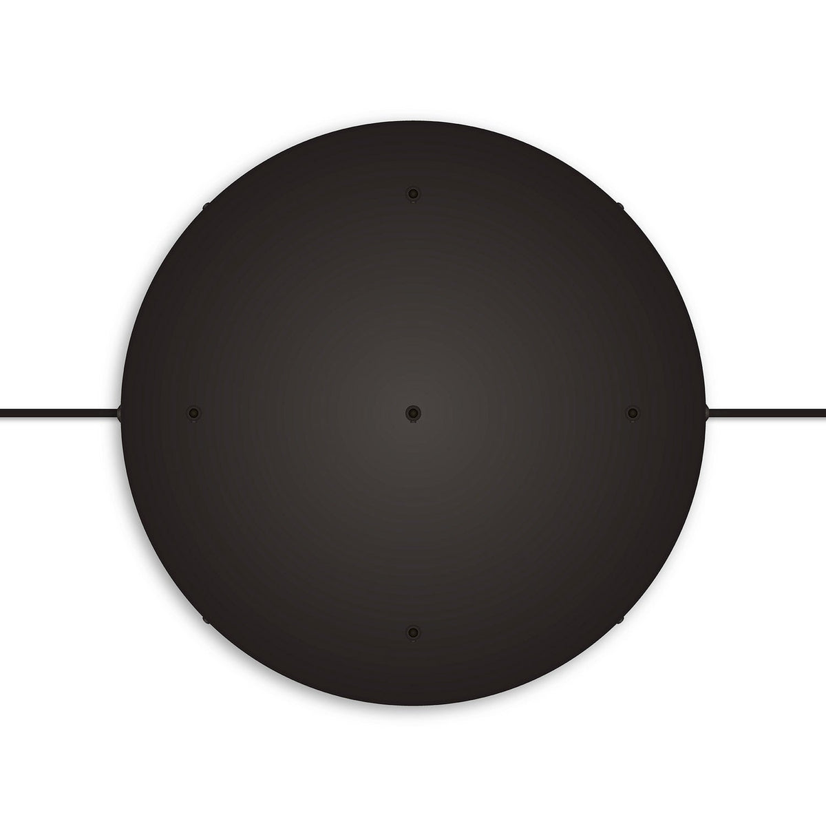 Rosone rotondo in alluminio Ø 50 cm con staffa e cavo di messa a terra, con 5 fori frontali - Nero 2