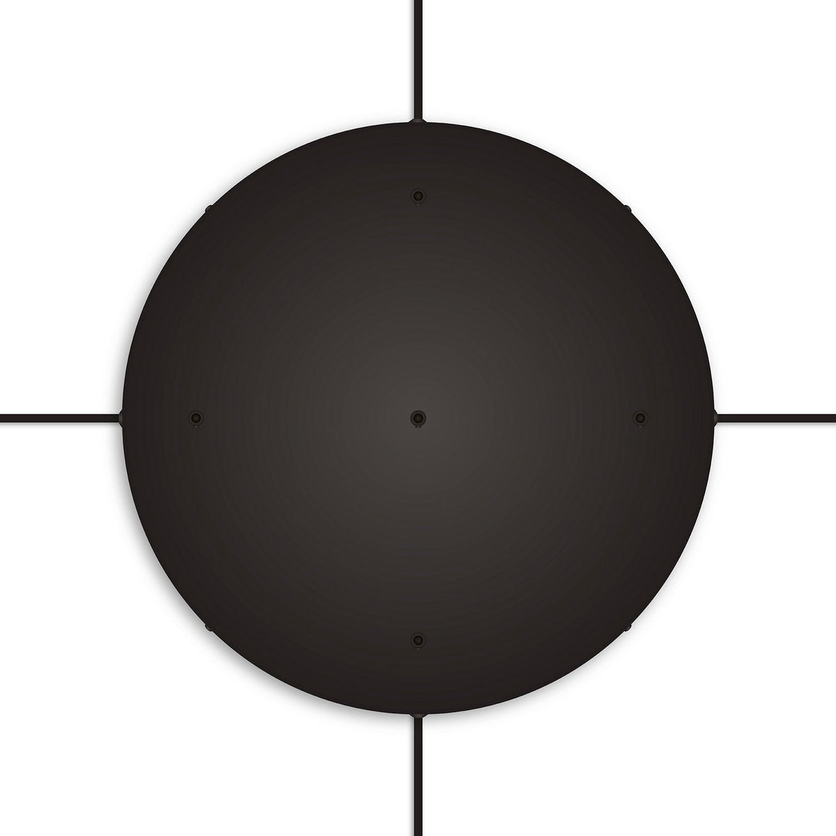 Rosone rotondo in alluminio Ø 50 cm con staffa e cavo di messa a terra, con 5 fori frontali - Nero 4