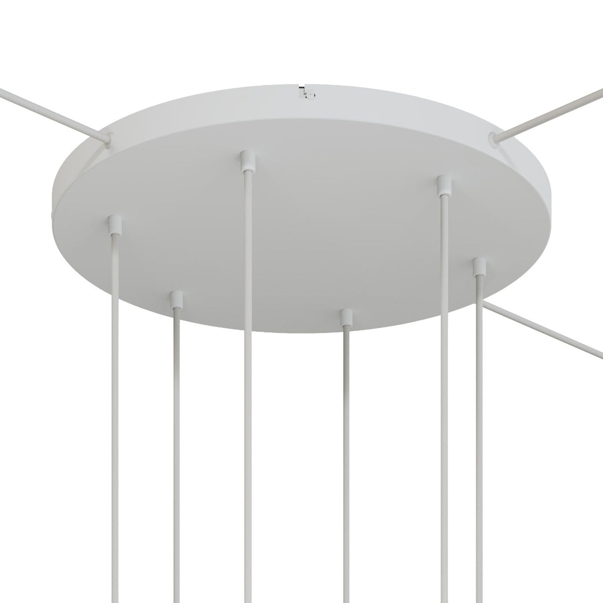 Rosone rotondo in alluminio Ø 50 cm con staffa e cavo di messa a terra, con 6 fori frontali - Bianco Opaco 3