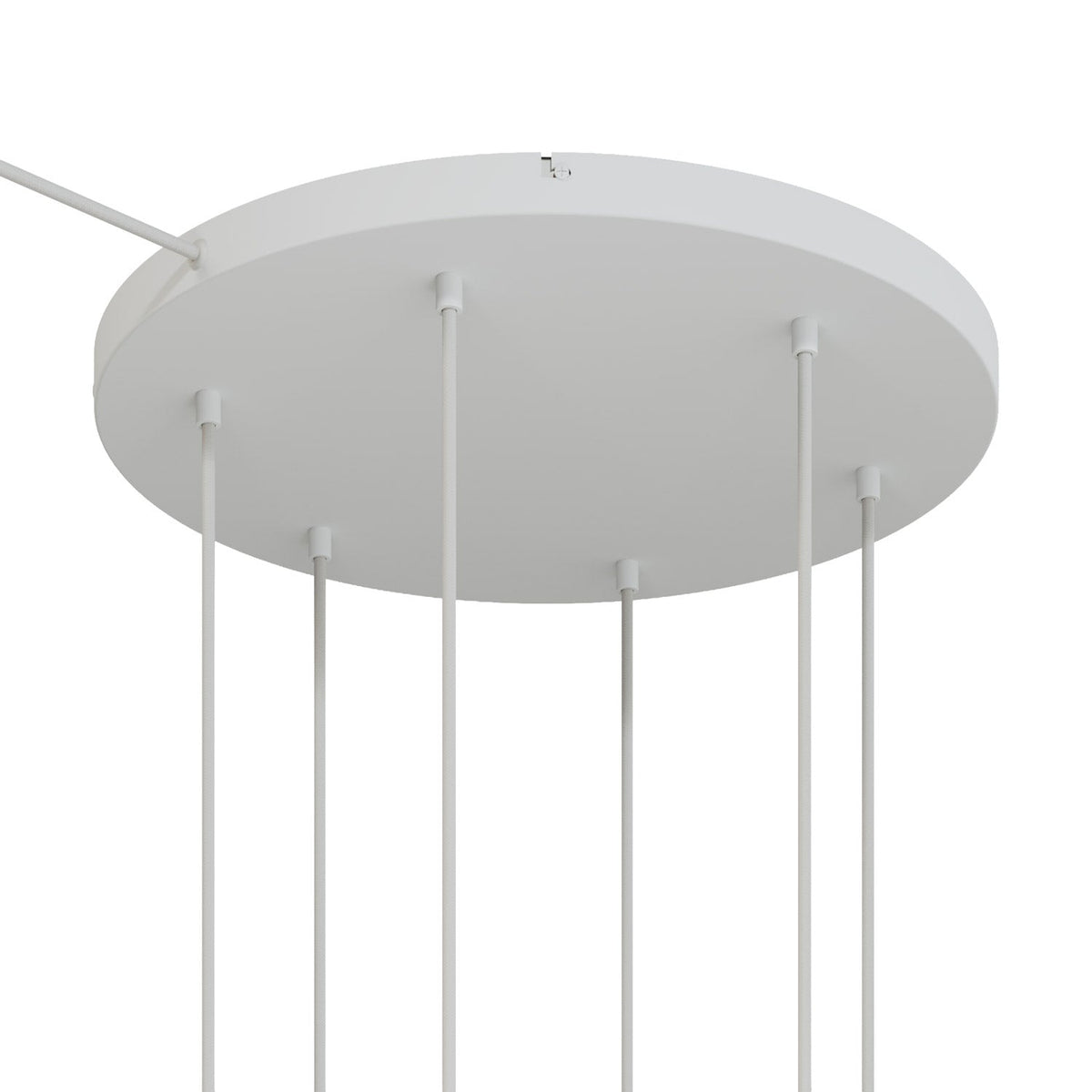 Rosone rotondo in alluminio Ø 50 cm con staffa e cavo di messa a terra, con 6 fori frontali - Bianco Opaco 1