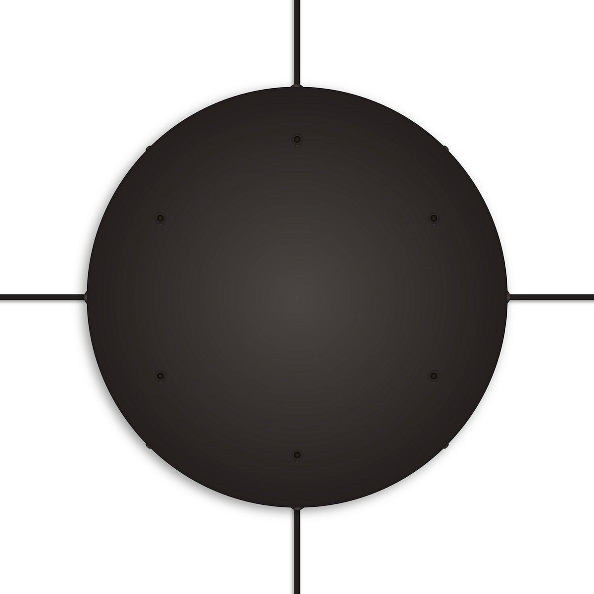 Rosone rotondo in alluminio Ø 50 cm con staffa e cavo di messa a terra, con 6 fori frontali - Nero 4