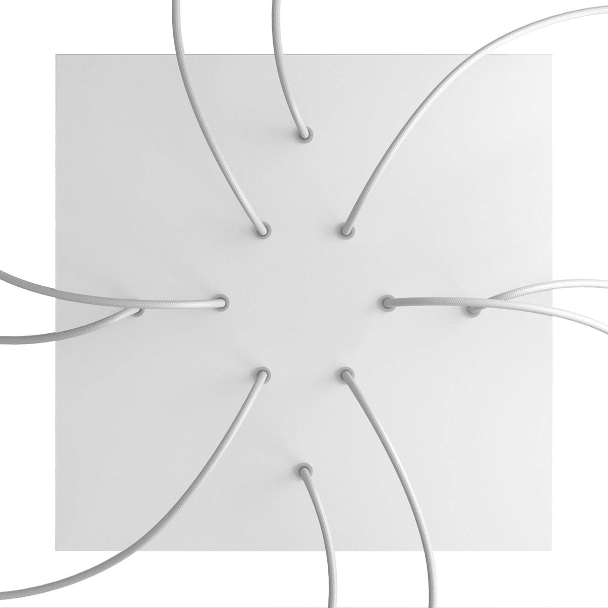Rosone XXL Rose-One quadrato, 400 mm con 10 fori e 4 fori laterali - Bianco opaco Bianco