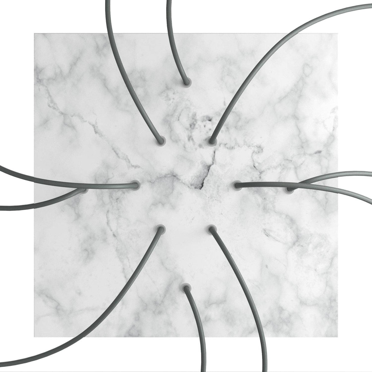 Rosone XXL Rose-One quadrato, 400 mm con 10 fori e 4 fori laterali - Marmo Carrara Bianco