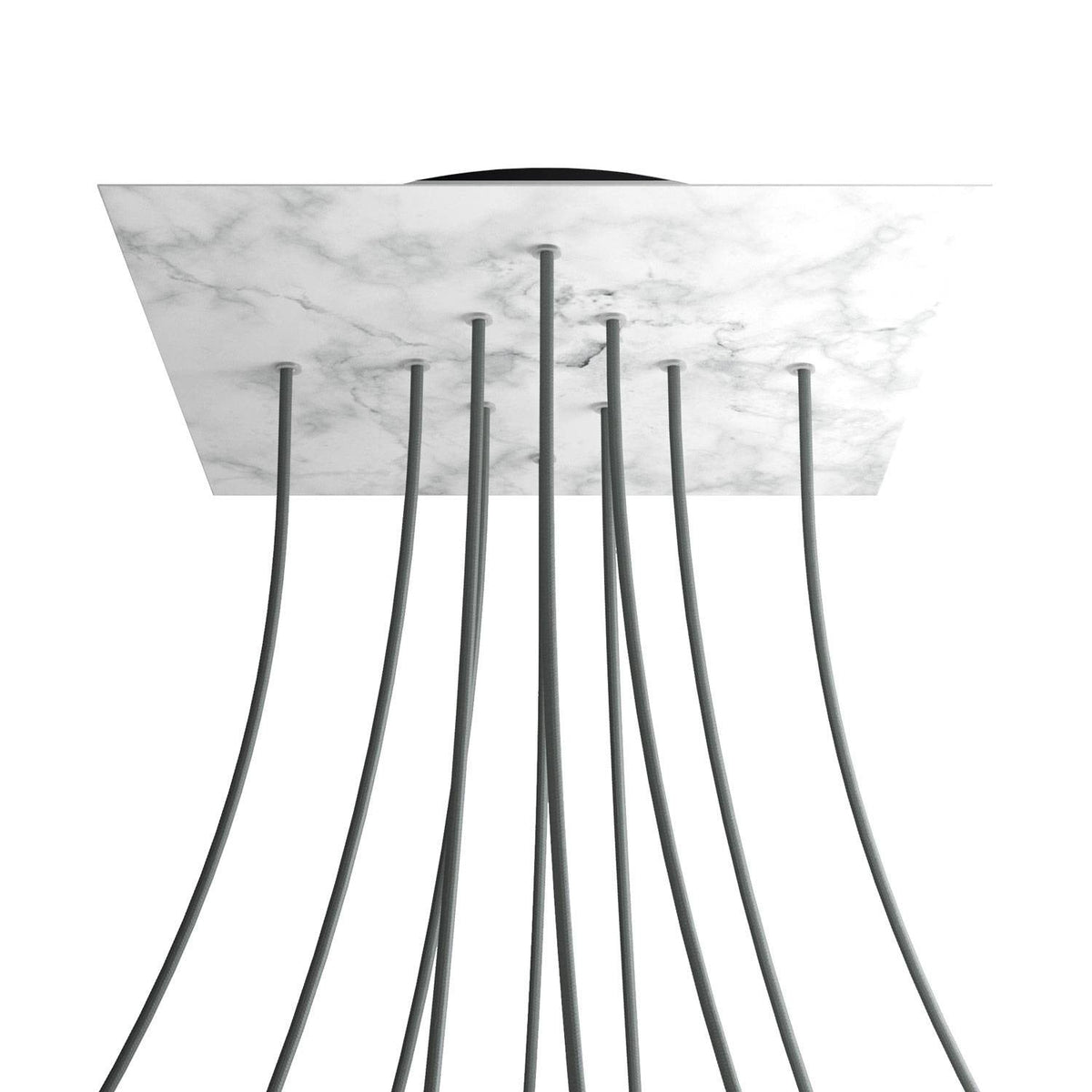 Rosone XXL Rose-One quadrato, 400 mm con 10 fori e 4 fori laterali - Marmo Carrara Nero