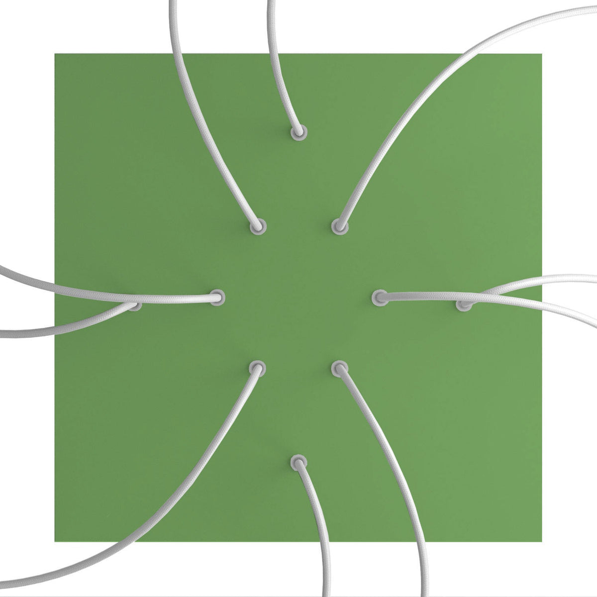 Rosone XXL Rose-One quadrato, 400 mm con 10 fori e 4 fori laterali - Verde prato Bianco