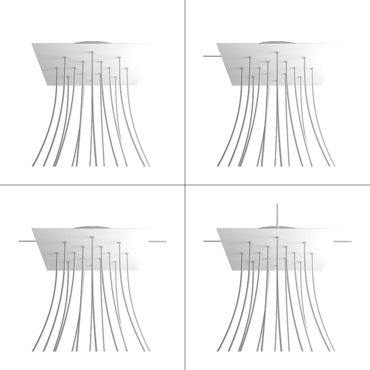 Rosone XXL Rose-One quadrato, 400 mm con 14 fori e 4 fori laterali - Bianco opaco Bianco