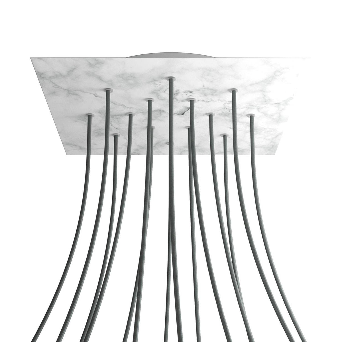 Rosone XXL Rose-One quadrato, 400 mm con 14 fori e 4 fori laterali - Marmo Carrara Bianco