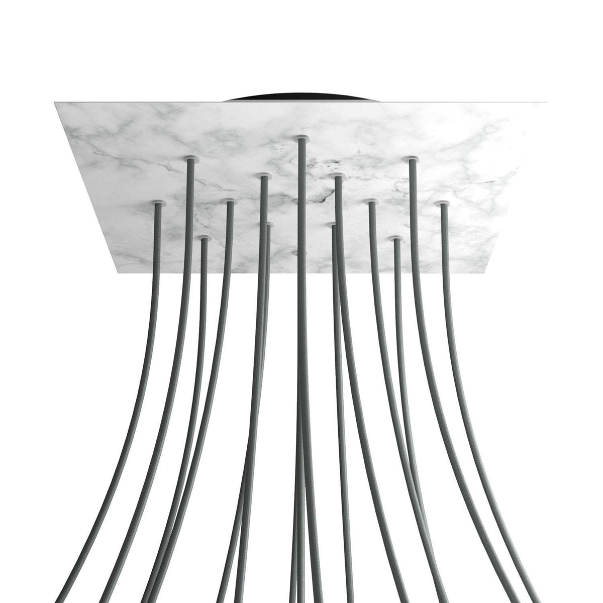 Rosone XXL Rose-One quadrato, 400 mm con 15 fori e 4 fori laterali - Marmo Carrara Nero