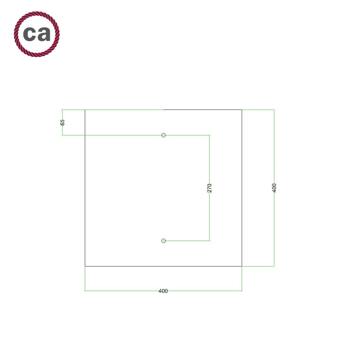 Rosone XXL Rose-One quadrato, 400 mm con 2 fori e 4 fori laterali - Verde prato Bianco
