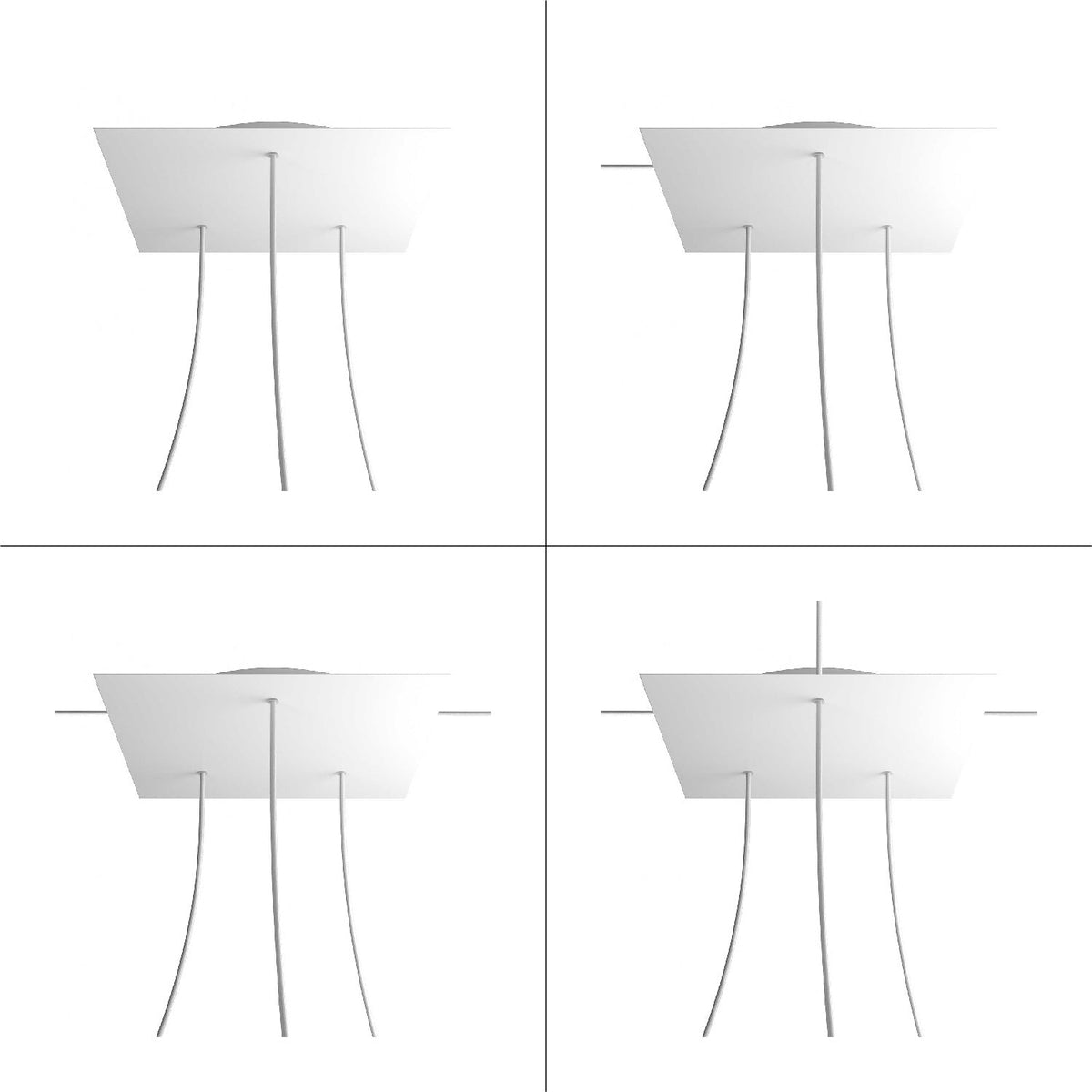 Rosone XXL Rose-One quadrato, 400 mm con 3 fori e 4 fori laterali - Antracite Bianco