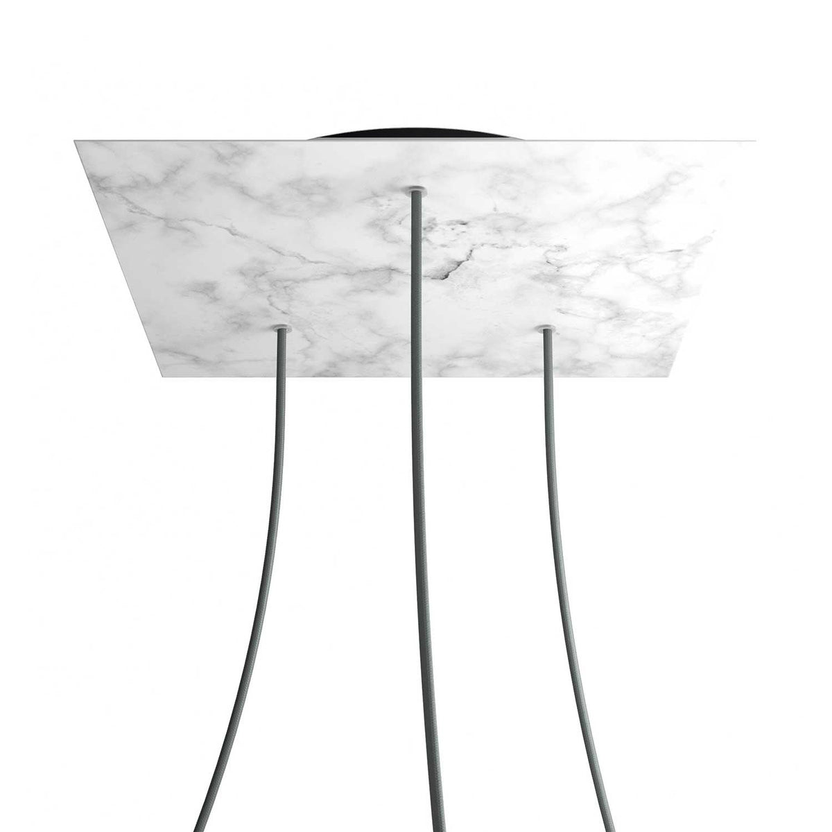 Rosone XXL Rose-One quadrato, 400 mm con 3 fori e 4 fori laterali - Marmo Carrara Nero