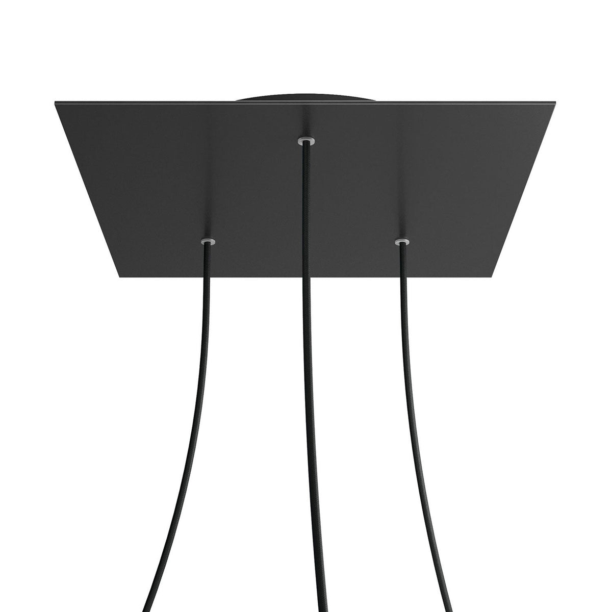Rosone XXL Rose-One quadrato, 400 mm con 3 fori e 4 fori laterali - Nero opaco Nero
