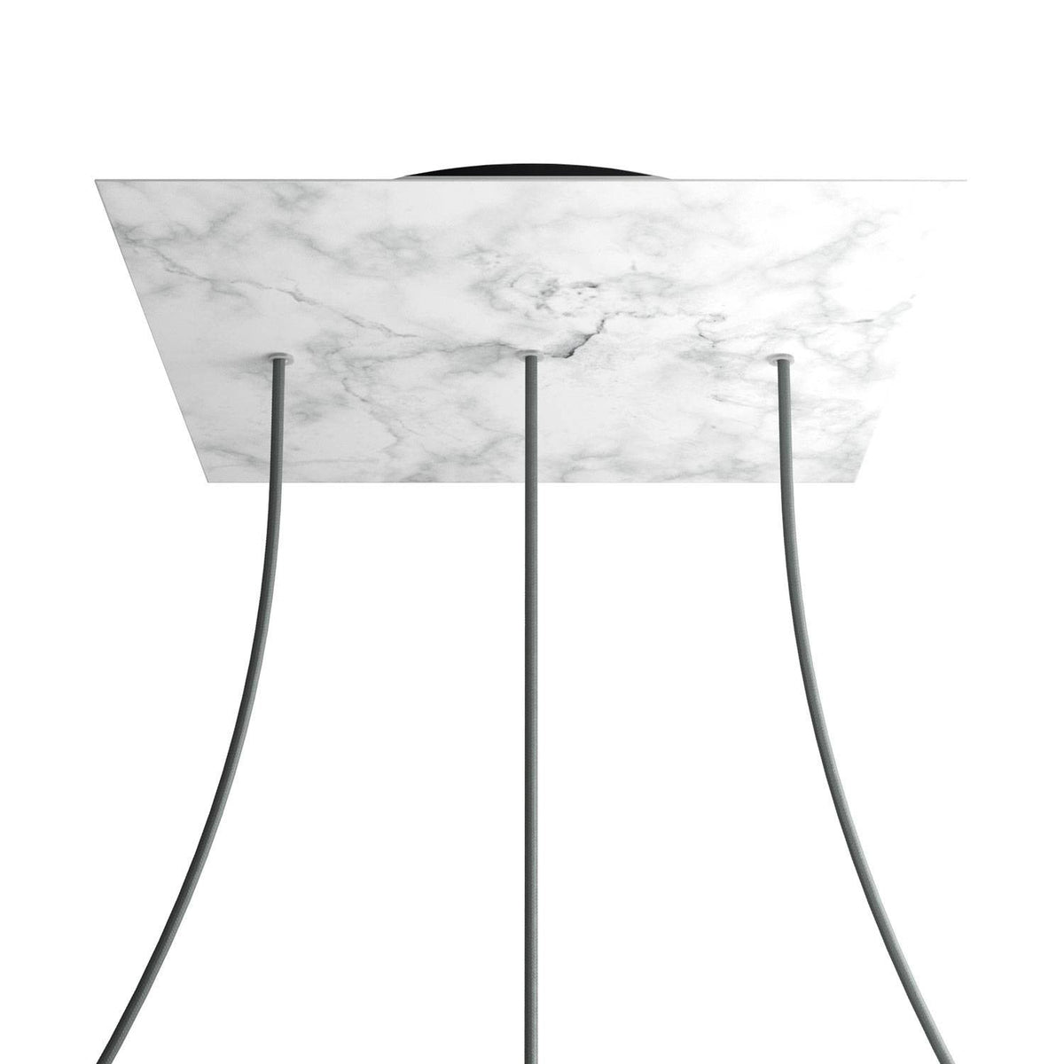 Rosone XXL Rose-One quadrato, 400 mm con 3 fori in linea e 4 fori laterali - Marmo Carrara Nero