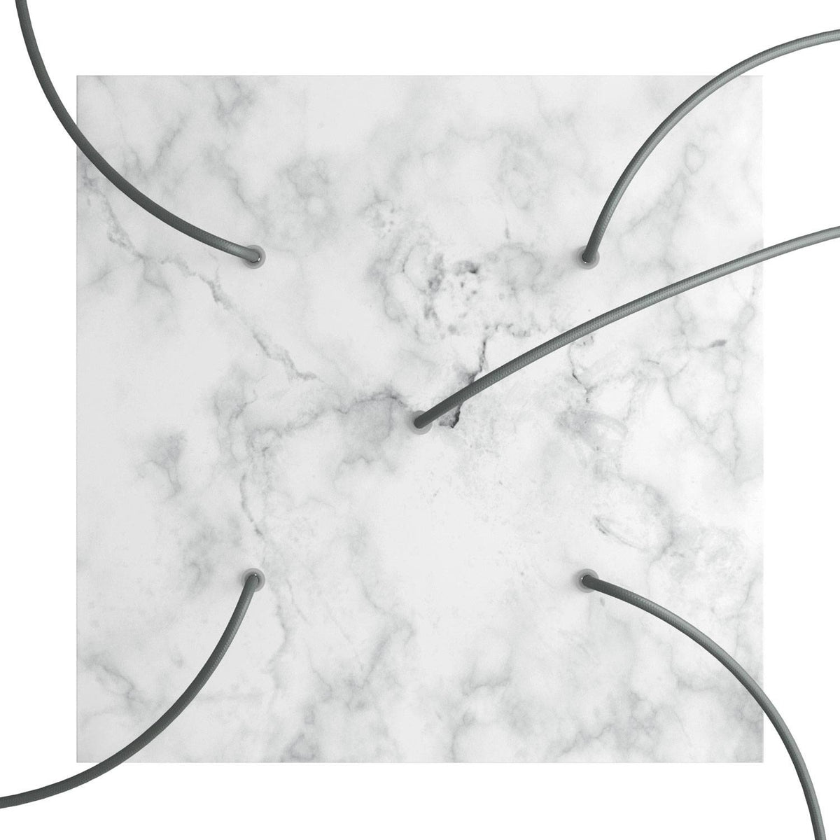 Rosone XXL Rose-One quadrato, 400 mm con 5 fori e 4 fori laterali - Marmo Carrara Bianco