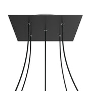 Rosone XXL Rose-One quadrato, 400 mm con 5 fori e 4 fori laterali - Nero opaco Bianco