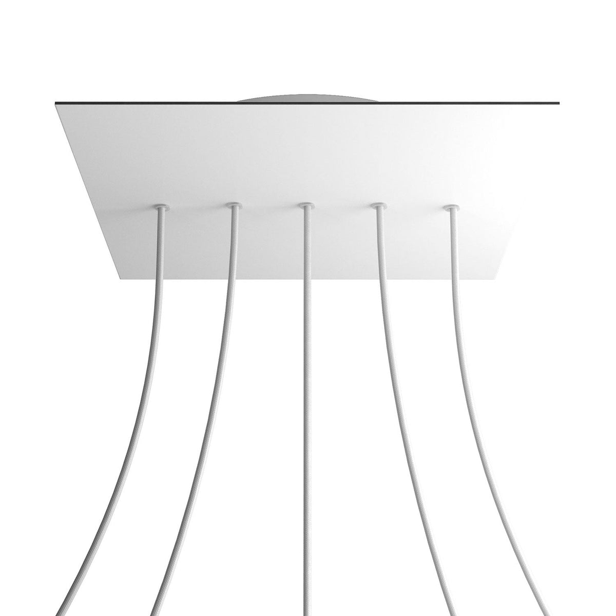 Rosone XXL Rose-One quadrato, 400 mm con 5 fori in linea e 4 fori laterali - Bianco opaco Bianco