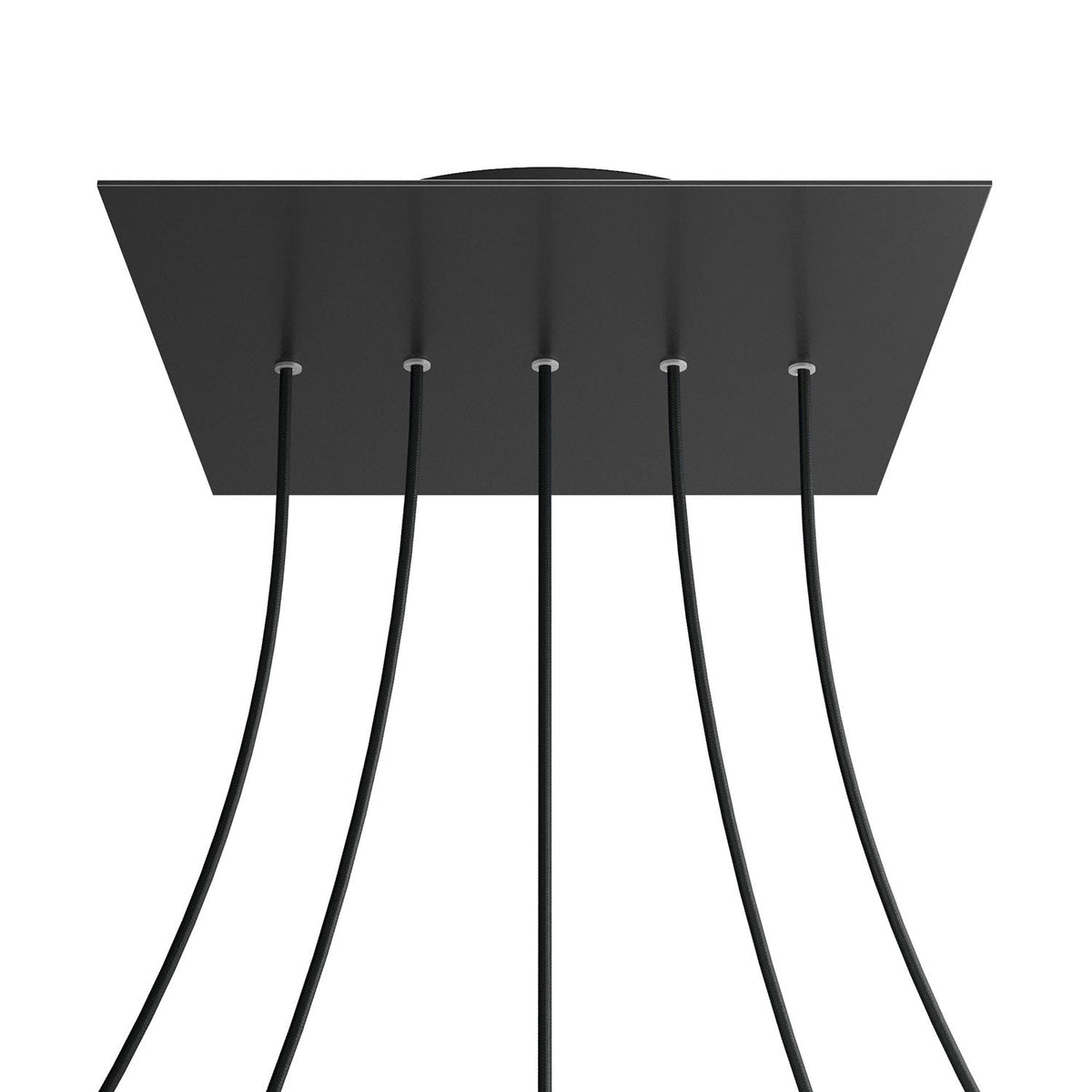 Rosone XXL Rose-One quadrato, 400 mm con 5 fori in linea e 4 fori laterali - Nero opaco Nero