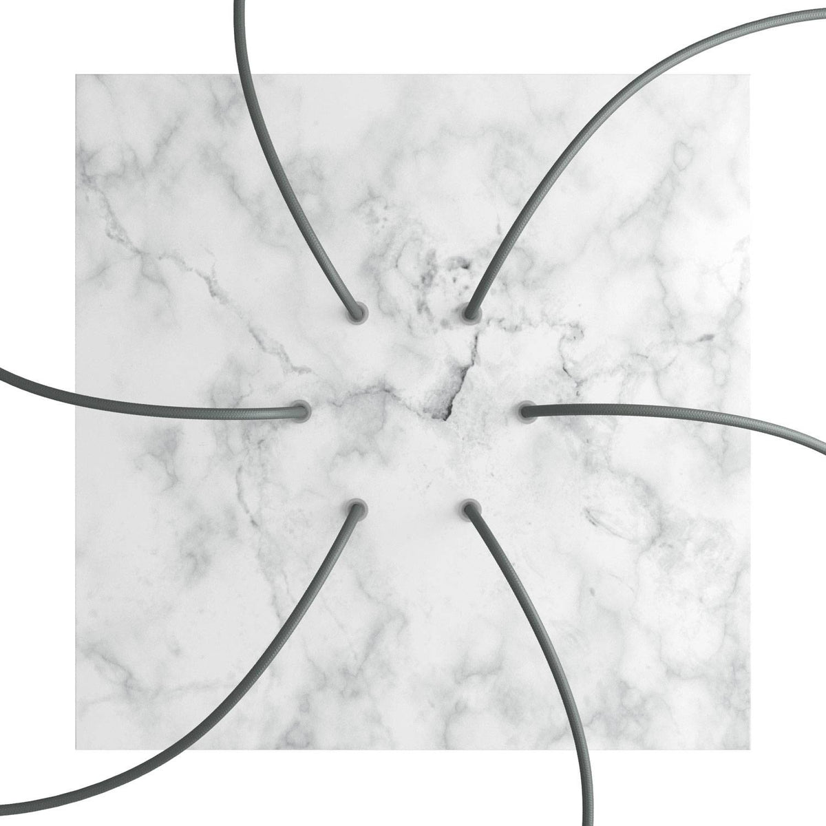 Rosone XXL Rose-One quadrato, 400 mm con 6 fori e 4 fori laterali - Marmo Carrara Bianco