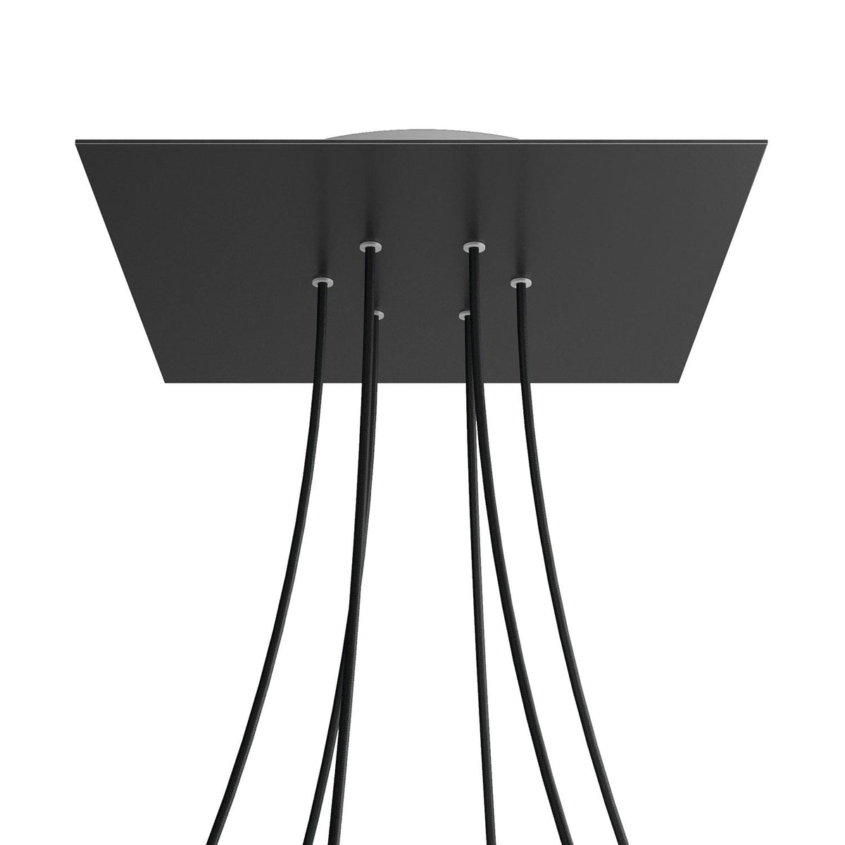 Rosone XXL Rose-One quadrato, 400 mm con 6 fori e 4 fori laterali - Nero opaco Bianco