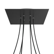 Rosone XXL Rose-One quadrato, 400 mm con 6 fori e 4 fori laterali - Nero opaco Bianco