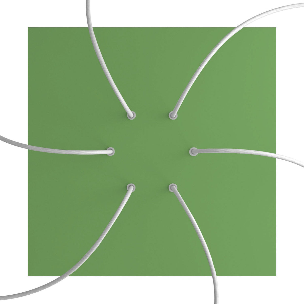 Rosone XXL Rose-One quadrato, 400 mm con 6 fori e 4 fori laterali - Verde prato Bianco