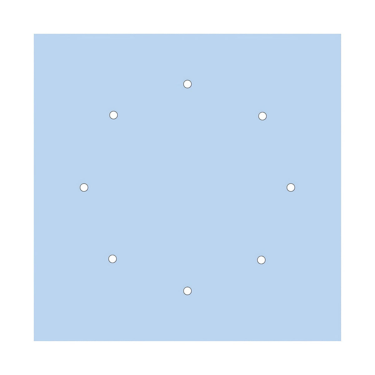 Rosone XXL Rose-One quadrato, 400 mm con 8 fori e 4 fori laterali - Blu carta da zucchero Bianco