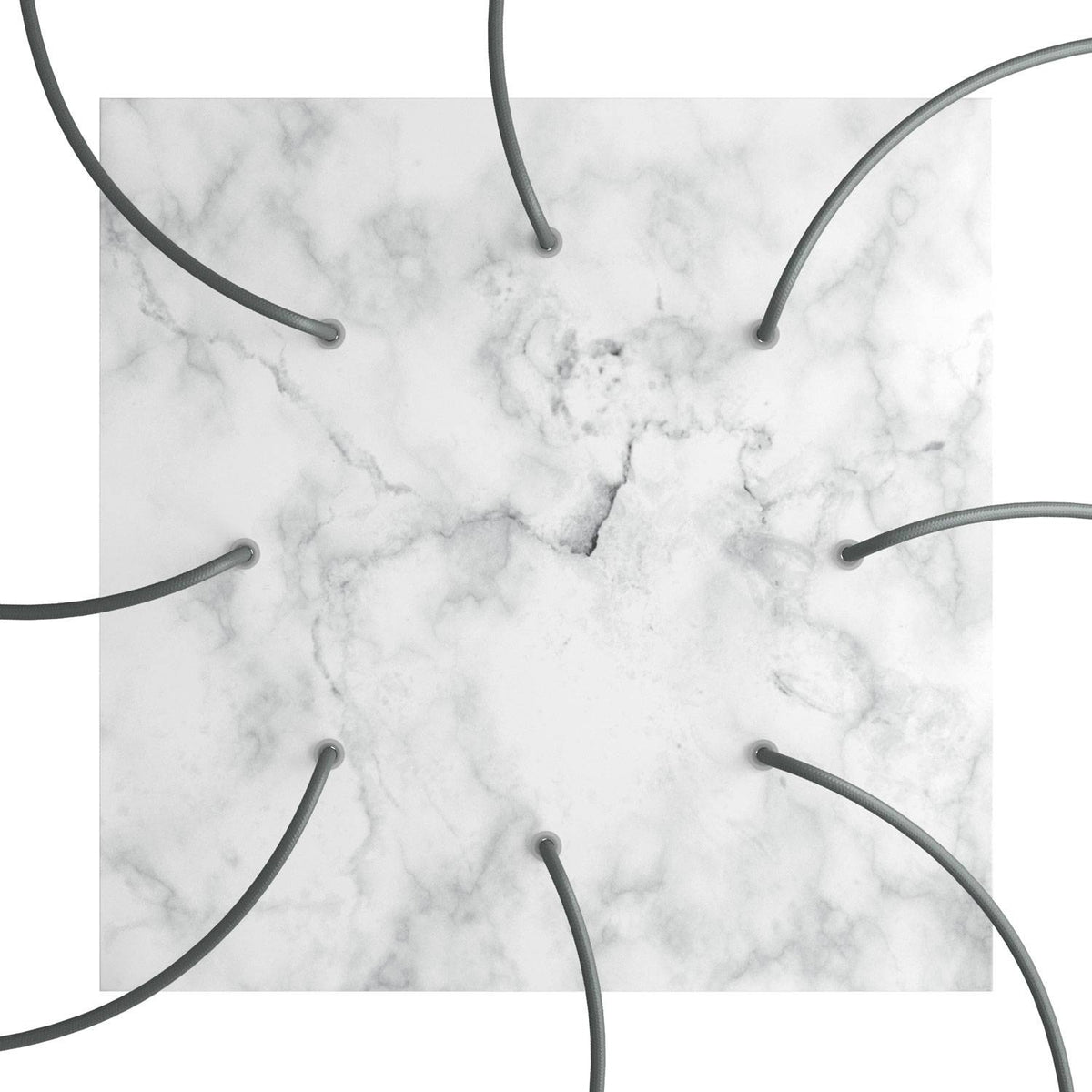Rosone XXL Rose-One quadrato, 400 mm con 8 fori e 4 fori laterali - Marmo Carrara Bianco