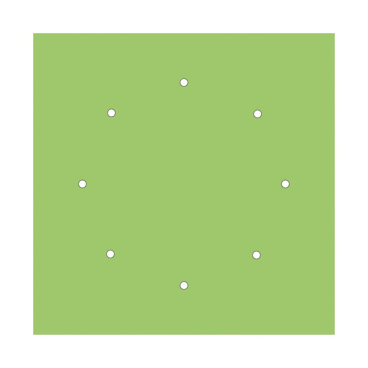 Rosone XXL Rose-One quadrato, 400 mm con 8 fori e 4 fori laterali - Verde prato Bianco