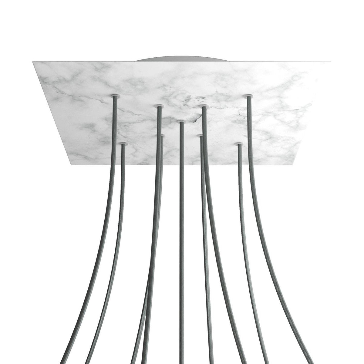 Rosone XXL Rose-One quadrato, 400 mm con 9 fori a X e 4 fori laterali - Marmo Carrara Bianco
