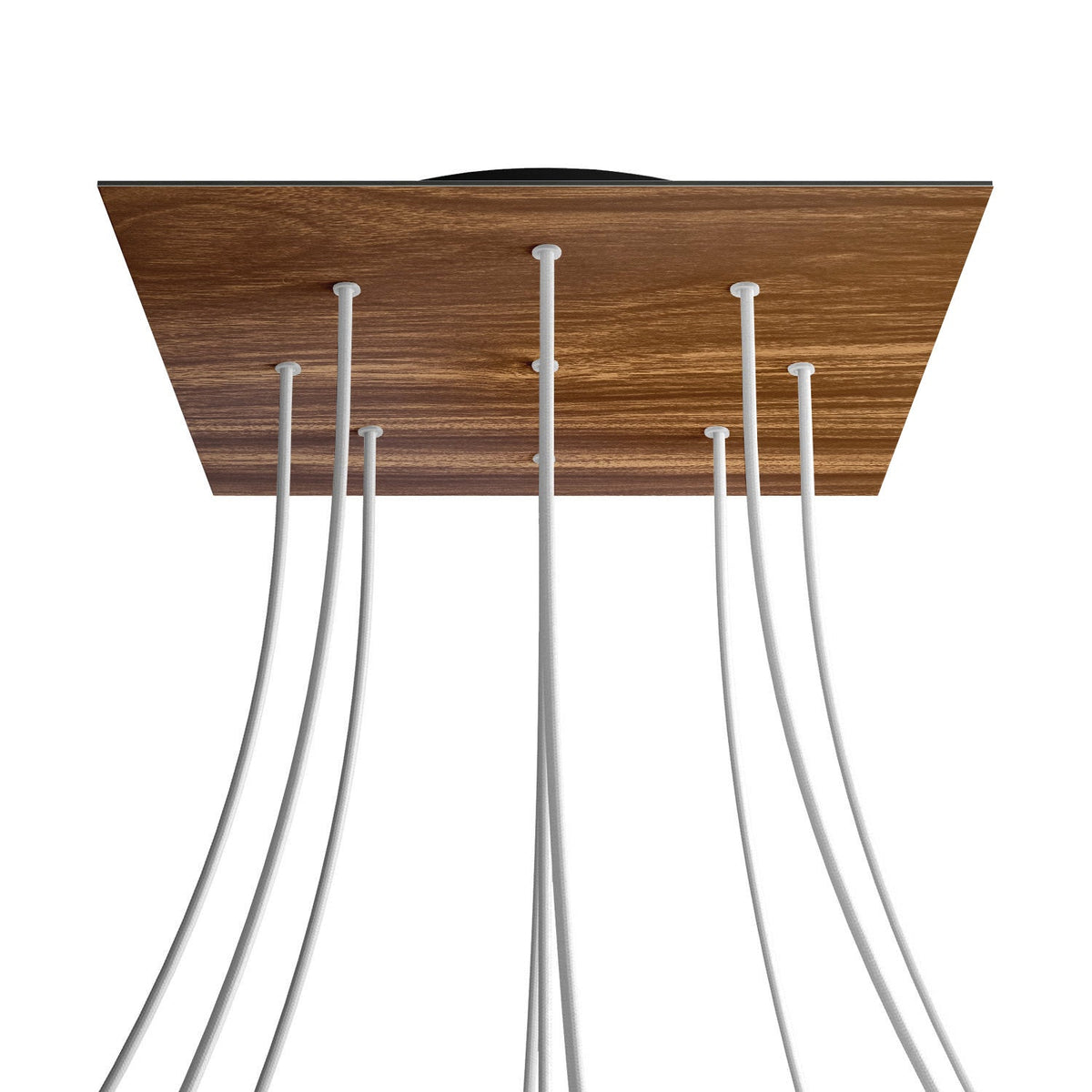 Rosone XXL Rose-One quadrato, 400 mm con 9 fori e 4 fori laterali - Legno Nero