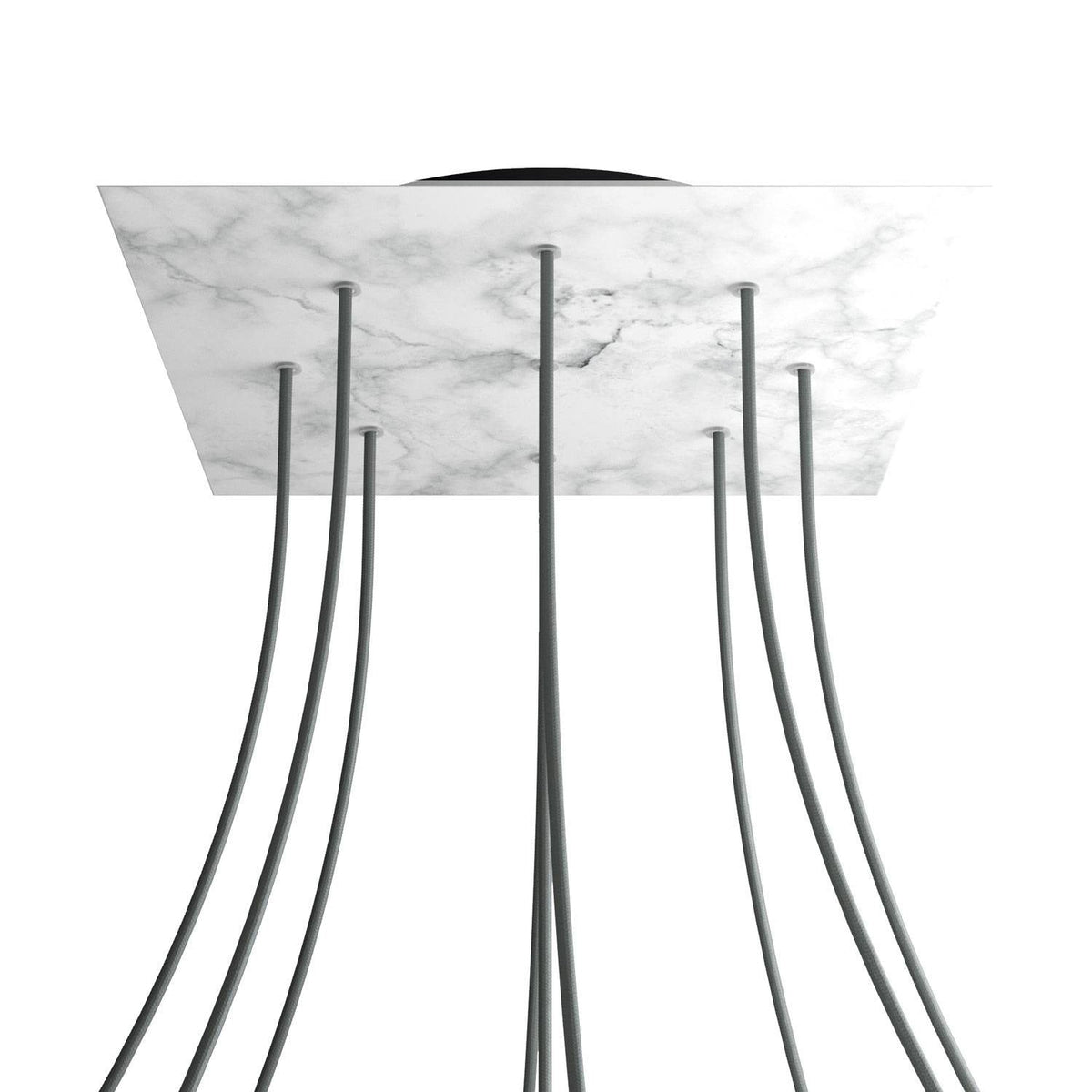 Rosone XXL Rose-One quadrato, 400 mm con 9 fori e 4 fori laterali - Marmo Carrara Nero