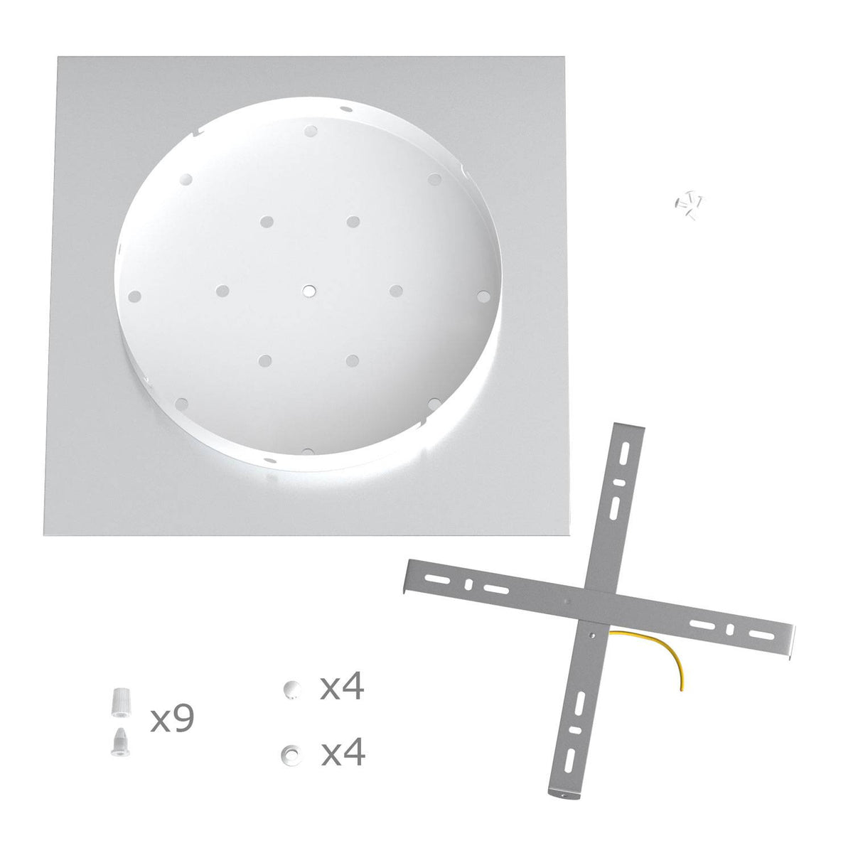 Rosone XXL Rose-One quadrato, 400 mm con 9 fori e 4 fori laterali - Mostarda Bianco